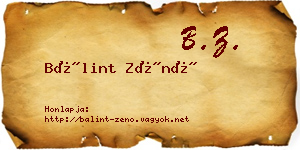 Bálint Zénó névjegykártya
